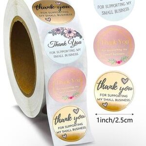 500 Pcs Floral Thank You Stickers Roll for Small Business